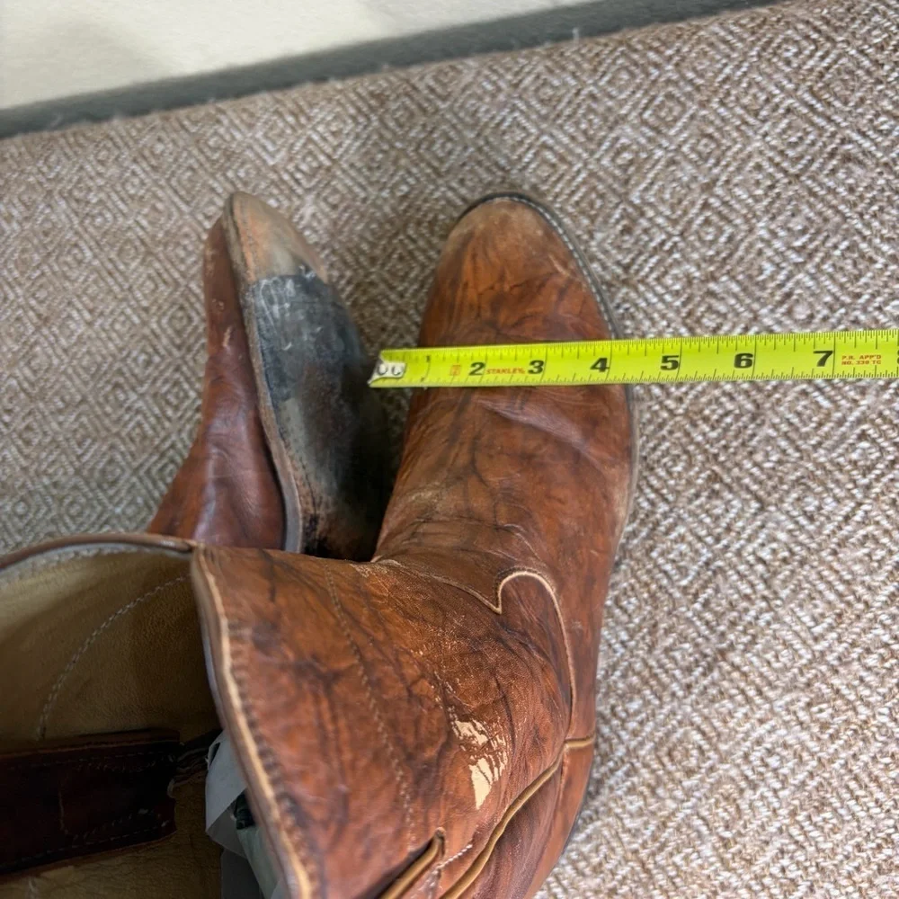 Justin 3163 Brown Leather Cowboy Roper Western Riding Boots Sz 9.5 D Cowboys GUC